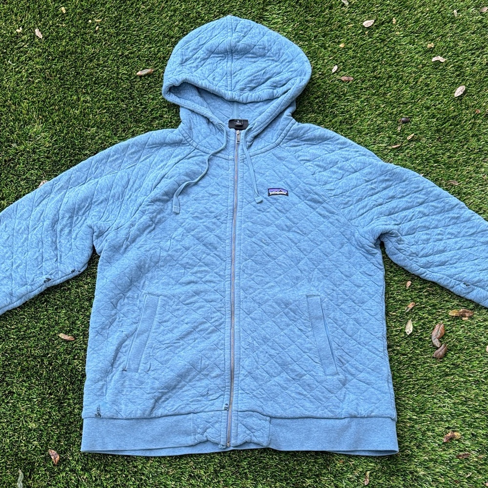 Patagonia Distressed Quilted Blue Zip-Up